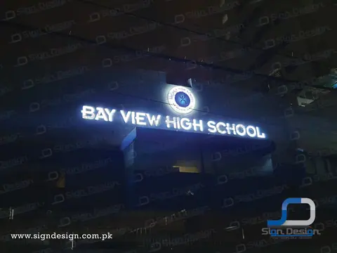 Bay View High School - 3d frontlite acrylic signage - Tariq Road Branch
