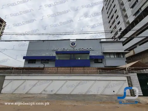 Bay View High School - 3d frontlite acrylic signage - Tariq Road Branch