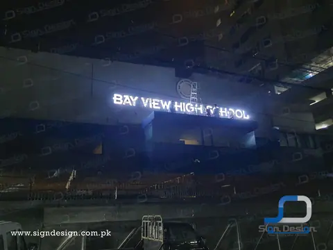 Bay View High School - 3d frontlite acrylic signage - Tariq Road Branch