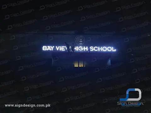 Bay View High School - 3d frontlite acrylic signage - Tariq Road Branch
