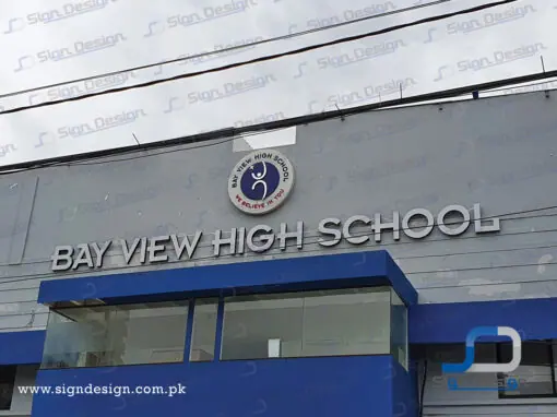 Bayview High School 3D Frontlite Signage – Tariq Road Branch
