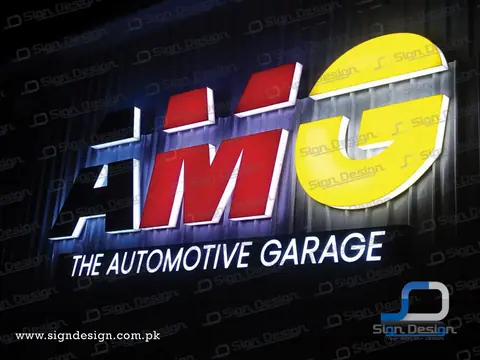 AMG the automotive garage 3d acrylic signage