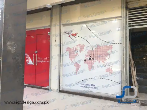 fly baghdad one way vision vinyl branding
