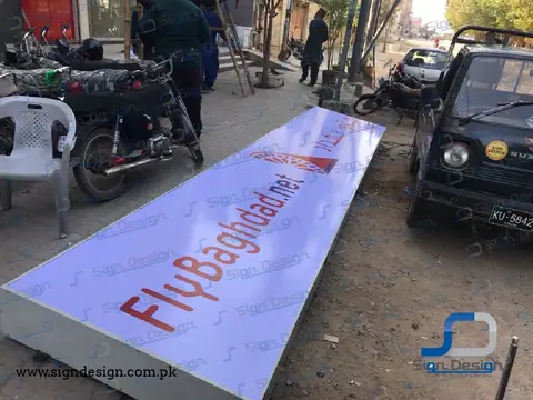 flybaghdad backlit flex sign